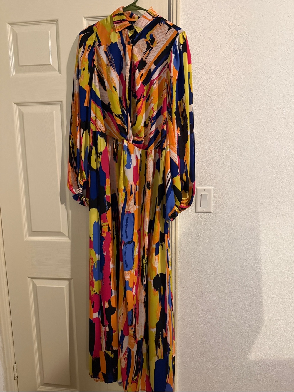 New York & Company Bold Multicolor Brushstroke Maxi Dress